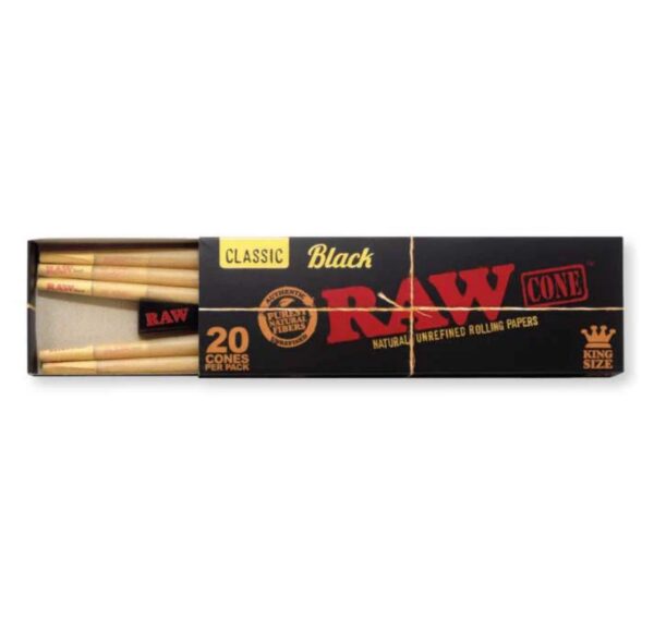 RAW Black King Size Pre Rolled Cones (20ct) - Image 2