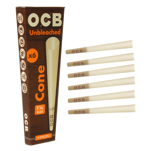 OCB VIRGIN 1 1/4 Size Unbleached Cones